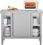 Commercial Heavy Duty Prep & Work Table With Cabinet 2 Sliding Doors For Hotel. Fixed Price $199.99.