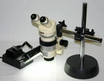 Wild Heerbrugg Stereo Microscope, Model M7A W/ Adjustable Iris, Stand & Light. Fixed Price $2975.00.