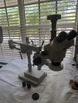 Amscope Szm Trinocular Stereo Zoom Microscope W/ Boom Arm Stand WF10X/20. Fixed Price $550.00.