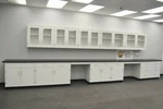 Fisher American Laboratory Cabinets 22' Base & 17' Wall W/ Blacktops E2-273. Fixed Price $12405.00.