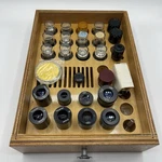 Vintage Wood Case Box Drawers Olympus Nikon Lens Microscope Japan 14"X10"X8" Lot. Fixed Price $224.96.